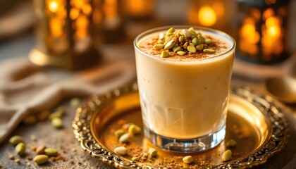 Creamy Turkish Salep Drink with Pistachios and Cinnamon