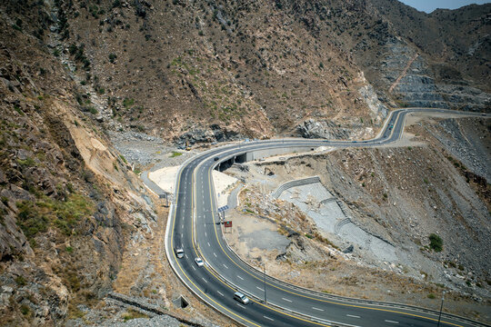 Aerial view of Al Hada Road in Taif City, near Mecca, Saudi Arabia