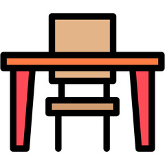 Vector Icon Desk Chair, School Desk, Studying, Chair, Room