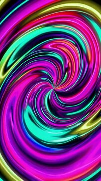 Blend of neon pink, turquoise, and chartreuse swirls in a glowing gradient, flowing softly in motion. Perfect for futuristic visuals and vibrant digital art.