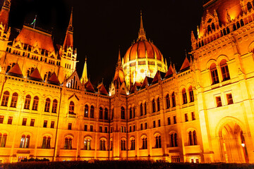  Night View of Hungarian Parliament Building Dome