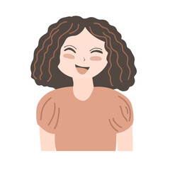 Adorable smiling girl portrait. Isolated vector illustration.