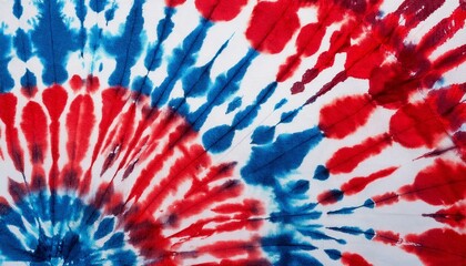 tie dye fabric with red and blue patterns on white background