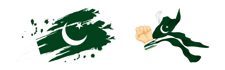 Vector illustration of Pakistan flag composition on transparent background © NAVIN