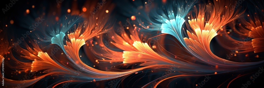Poster mystical 3d fractal art with vivid colors and ethereal patterns in a beautiful abstract design for c