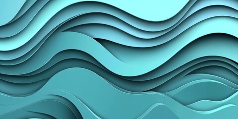Abstract Teal Waves, 3D Rendered Seamless Pattern, Gentle Gradients, Background for Design
