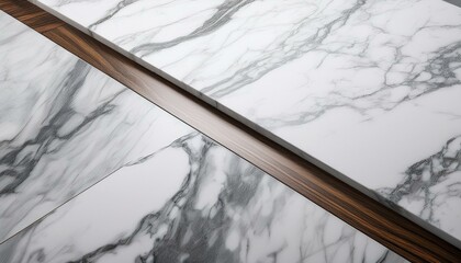 angled view of white marble surface with gray veins background