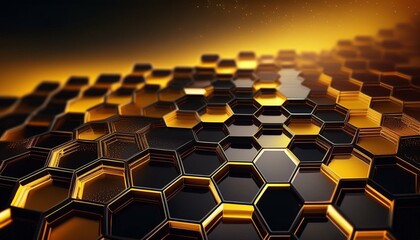 technological bee honeycombs abstract beehive and apiary digital bee cells modern hexagons similar to bee cells bee hive and apiary black and yellow and gold background high quality image