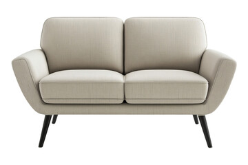 Fototapeta premium Modern Beige Loveseat with Black Angled Legs on Transparent Background