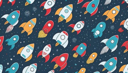 Naklejka premium seamless pattern with rocket