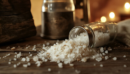 Old wooden table with a Salt Shaker
