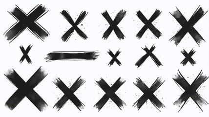 Obraz premium set of Hand drawn x marks. Set of grunge x sign. x cross. 