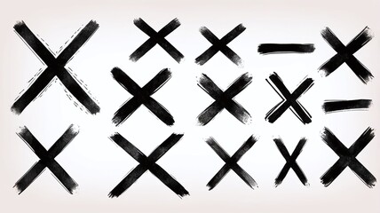 Fototapeta premium set of Hand drawn x marks. Set of grunge x sign. x cross. 