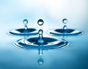 three clear water drops pure and refreshing image