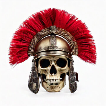 skull with roman legio helmet isolated on white