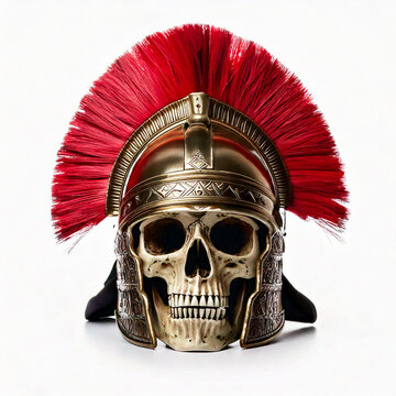 skull with roman legio helmet isolated on white