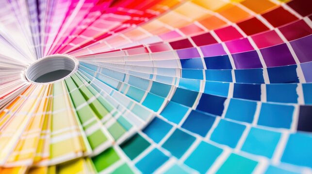 A creative graphic design color wheel with complementary colors and vibrant gradients.