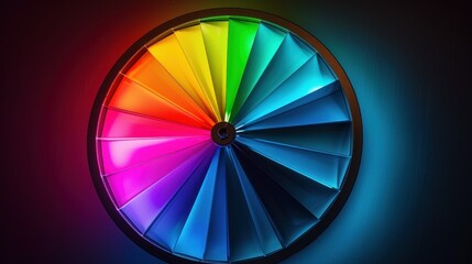 Obraz premium A vibrant RGB color wheel on a dark background with glowing edges around each section.