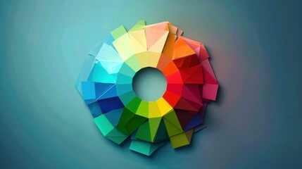 Obraz premium A geometric color wheel design with sharp, clean lines and vibrant shades.