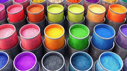 Colorful Textile Rolls Arranged in Neat Rows for Crafting Projects