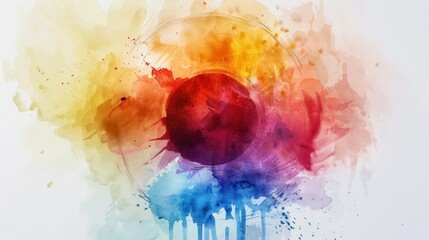 Fototapeta premium A hand-drawn color wheel design, incorporating splashes of watercolor paint.