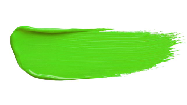 green paint brush stroke isolated. color paint on transparent background. png