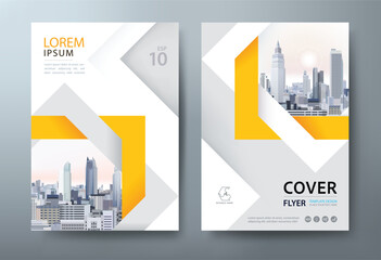 Yellow annual report brochure flyer design, Leaflet presentation, book cover templates, layout in A4 size	