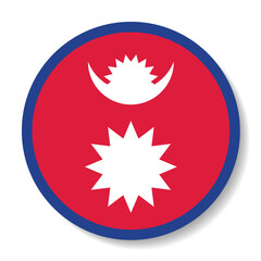 Flag of Nepal. Button flag icon. Standard color. Circle icon flag. 3d illustration. Computer illustration. Digital illustration. Vector illustration.