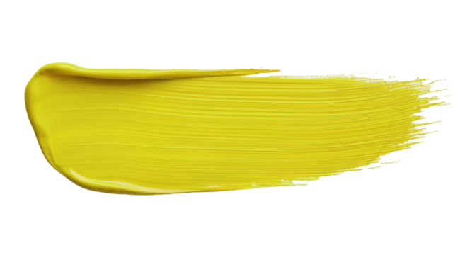 yellow paint brush stroke isolated. color paint on transparent background. png