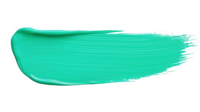 turquoise paint brush stroke isolated. color paint on transparent background. png