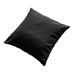 Black Satin Square Pillow on Transparent Background