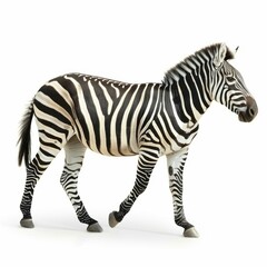 Fototapeta premium A walking zebra showcasing its iconic stripes.