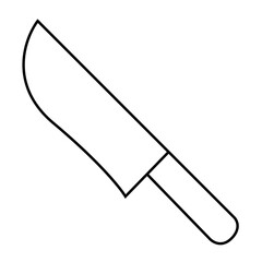 Icon of a knife with a curved blade and straight handle, representing cooking, food preparation, and kitchen tools in a simple, minimalistic design, ideal for culinary content.