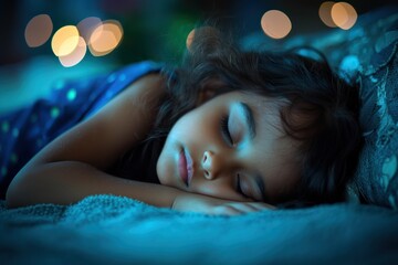 Peaceful Child Sleeping Comfortably in Calm Bedroom Atmosphere