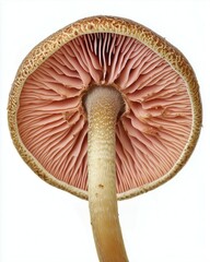 photo a mushroom, front view, full size, white background isolated