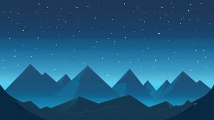 serene night sky filled with stars above mountain range, creating tranquil atmosphere. blue tones enhance peacefulness of scene