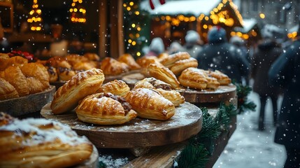 Festive Christmas Market with Crispy Peremech Pastries Highlighting the Joys of Russian Winter Celebrations