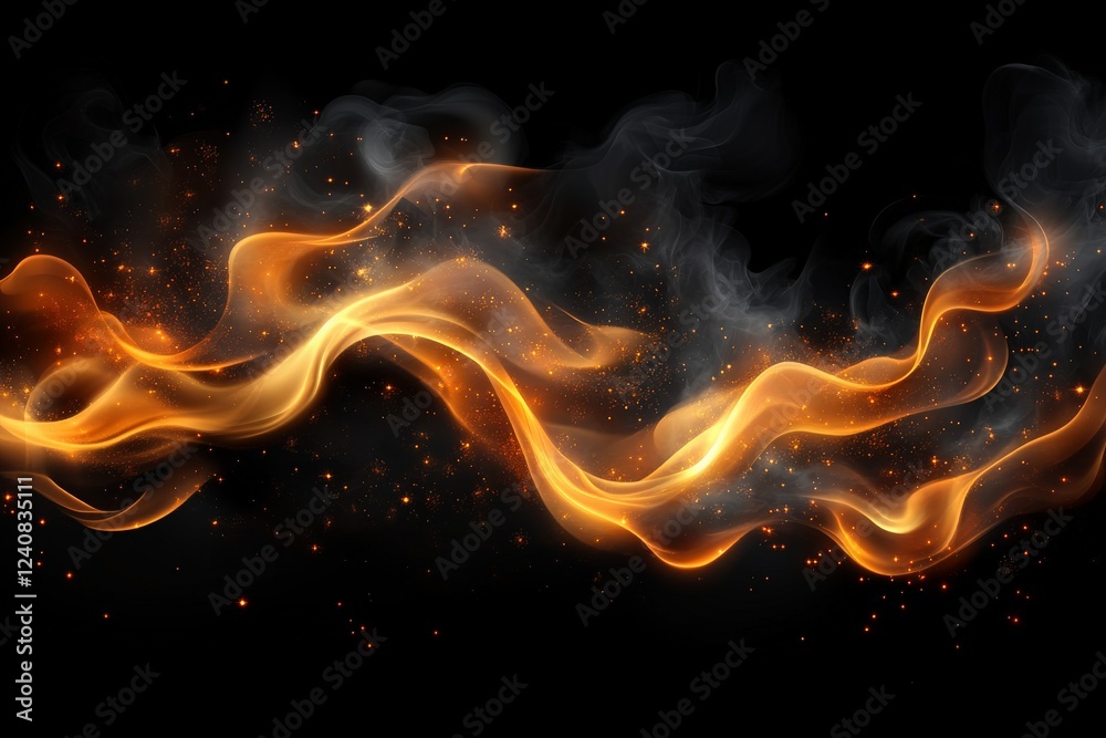 Aufkleber fluid orange flames dance against a black background, creating an ethereal and captivating visual ef