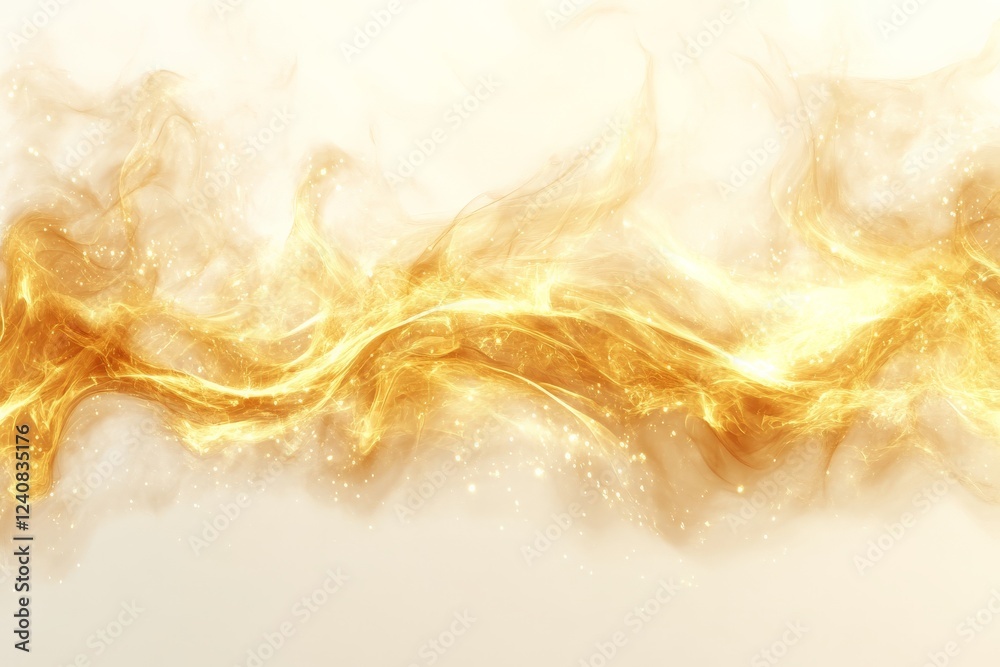 Poster Dynamic golden waves of light flowing gracefully across a soft background