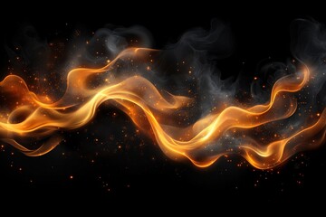 Obraz premium Fluid orange flames dance against a black background, creating an ethereal and captivating visual effect