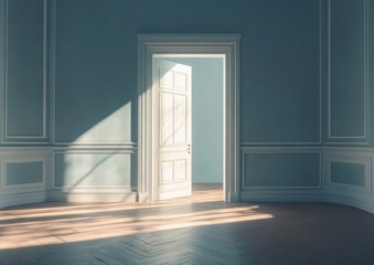 Obraz premium Sunlit Room with Open Door: A Serene Interior