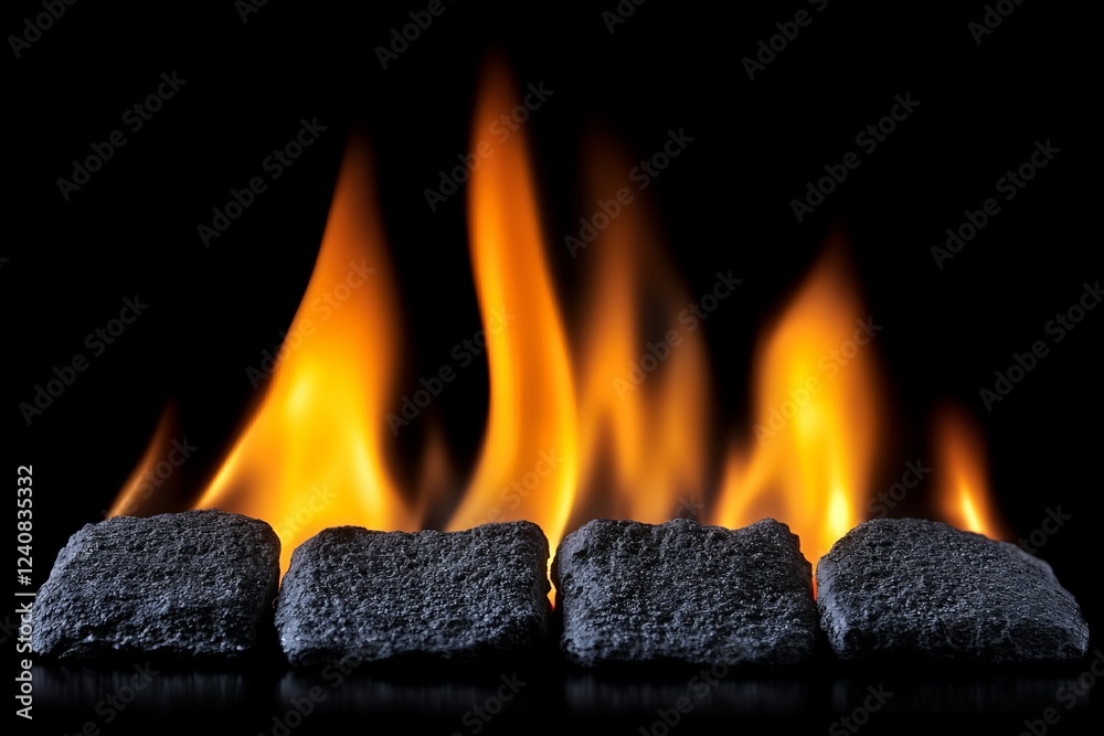 Aufkleber flames dancing over stones create an inviting ambiance for relaxation and warmth in a cozy setting