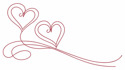 Minimalistic elegant silhouette of two hearts with a replica of the space