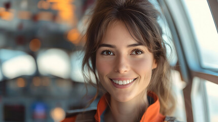 Fototapeta premium Smiling Woman Portrait Natural Beauty, Cheerful and Attractive Young Lady.