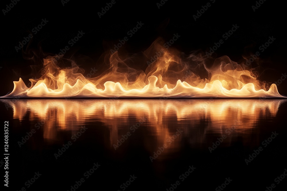 Fototapete Flames reflect gracefully on the surface creating a captivating display of light and movement