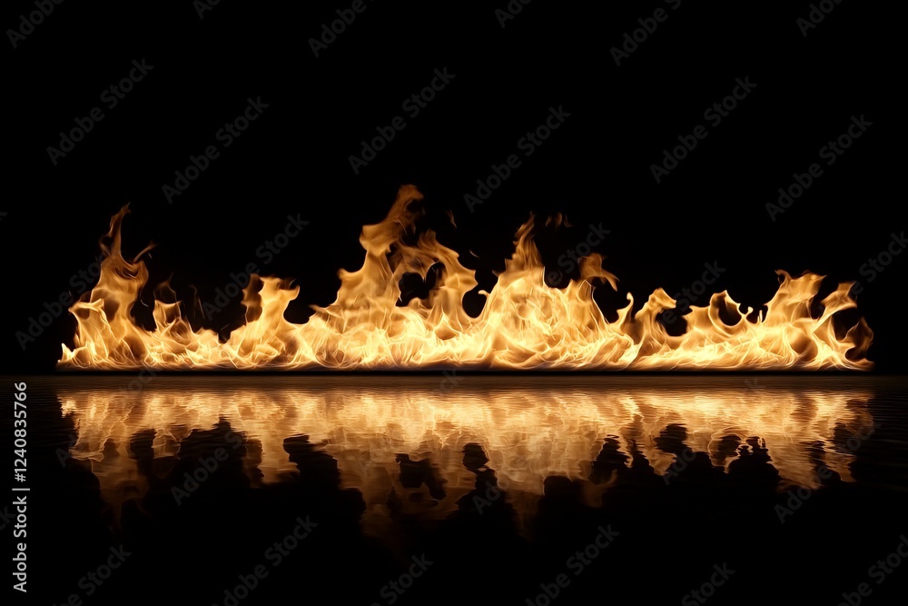 Leinwandbilder dancing flames reflect on a shiny surface in a dark setting creating a striking visual effect