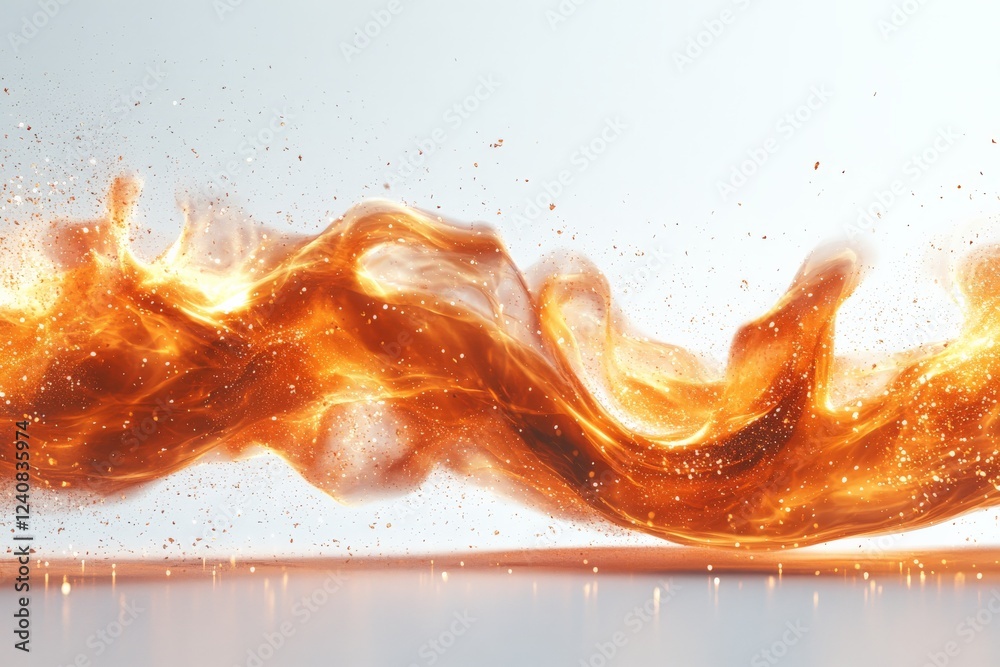 Aufkleber vibrant flames dance with sparkles in an abstract fiery swirl against a light background