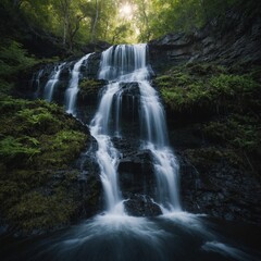 Obraz premium A waterfall cascading into an infinite loop, defying gravity.