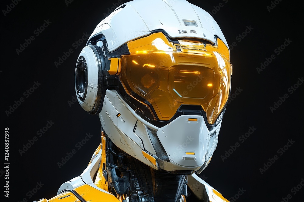 Aufkleber futuristic robotic figure showcasing advanced technology with a sleek design and vibrant colors