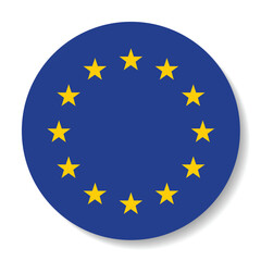 Flag of the European Union. Flag icon. Standard color. Round flag. Computer illustration. Digital illustration. Vector illustration.